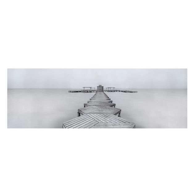 Canvastavlor landskap Wooden Pier In Black And White