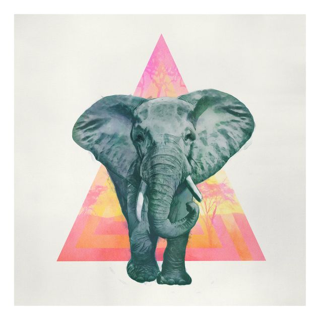 Canvastavlor konstutskrifter Illustration Elephant Front Triangle Painting
