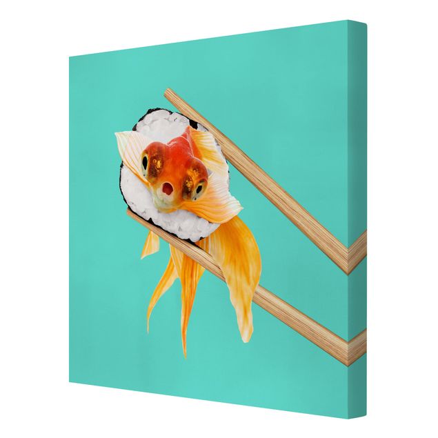Canvastavlor djur Sushi With Goldfish