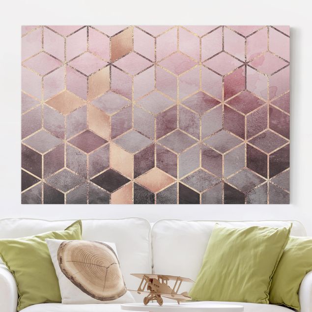 Kök dekoration Pink Grey Golden Geometry