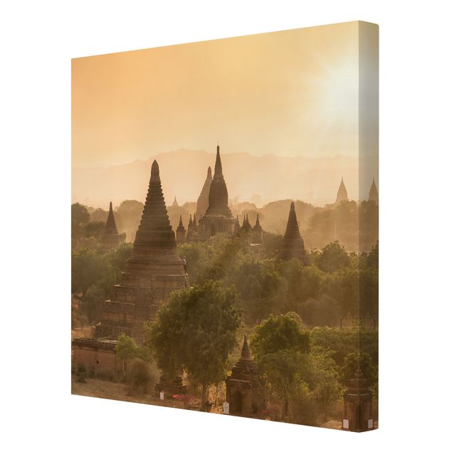 Canvastavlor Arkitektur och Skyline Sun Setting Over Bagan