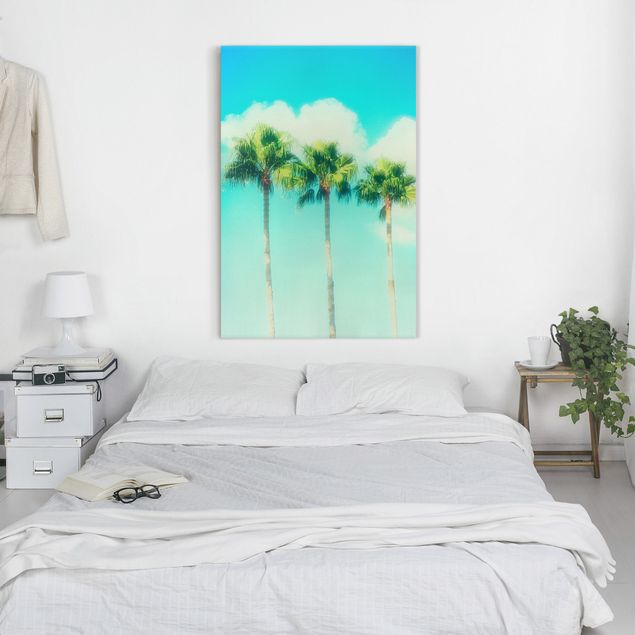 Canvastavlor blommor  Palm Trees Against Blue Sky