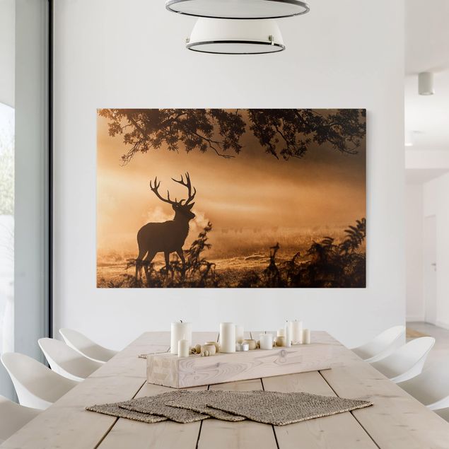 Canvastavlor solnedgångar Deer In The Winter Forest