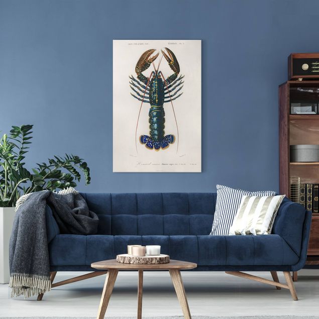Canvastavlor vintage Vintage Board Blue Lobster