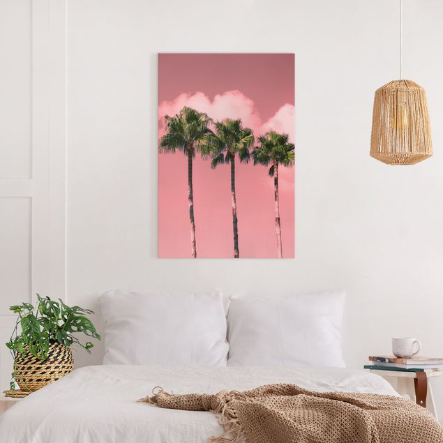 Canvastavlor blommor  Palm Trees Against Sky Pink