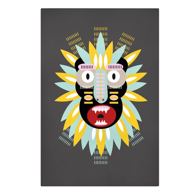 Tavlor färgglada Collage Ethnic Mask - King Kong