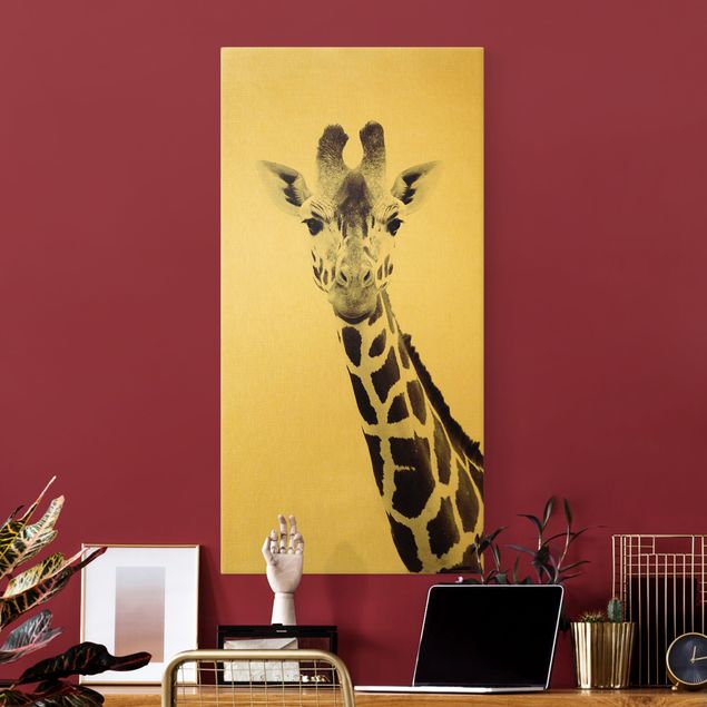 Canvastavlor djur Giraffe Portrait In Black And White
