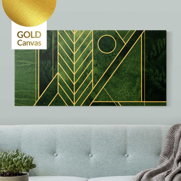 Canvastavlor konstutskrifter Golden Geometry - Emerald