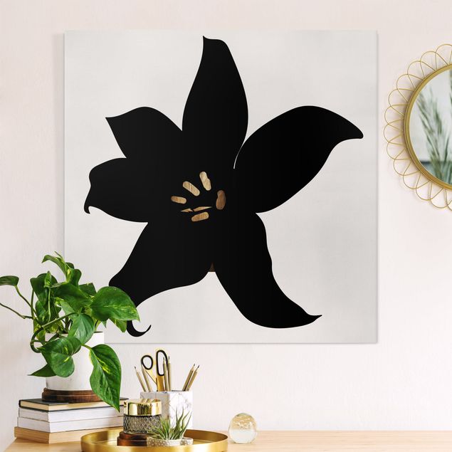 Tavlor orkidéer Graphical Plant World - Orchid Black And Gold