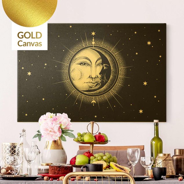 Kök dekoration Vintage Sun And Moon Illustration