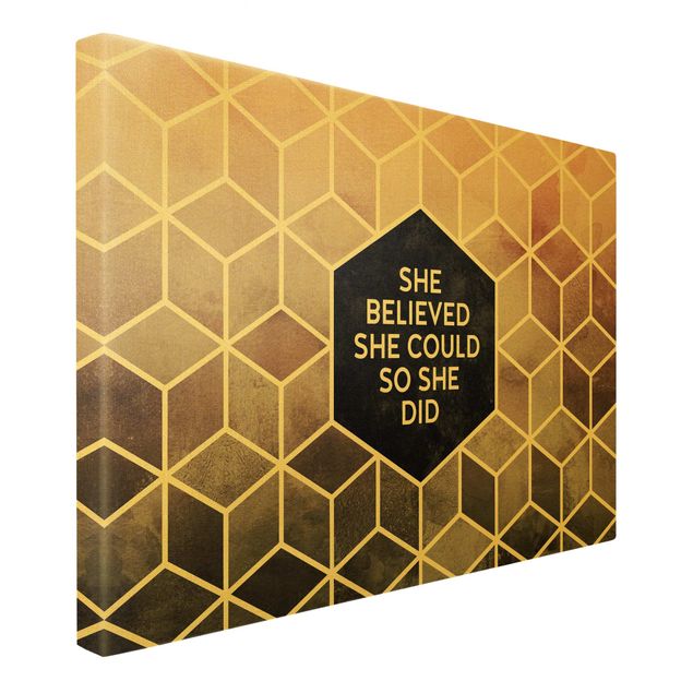 Canvastavlor Golden Geometry - She Believed She Could
