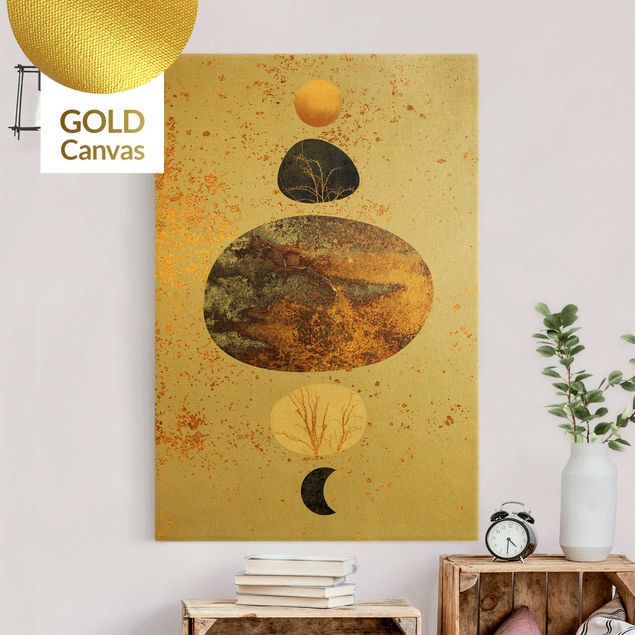 Kök dekoration Sun And Moon In Golden Glory