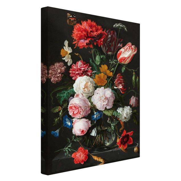 Canvastavlor blommor  Jan Davidsz De Heem - Still Life With Flowers In A Glass Vase