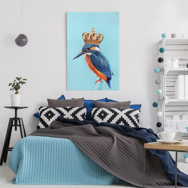 Canvastavlor konstutskrifter Kingfisher With Crown