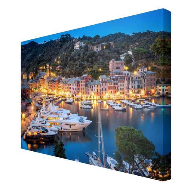 Tavlor modernt Night Time In The Harbour Of Portofino
