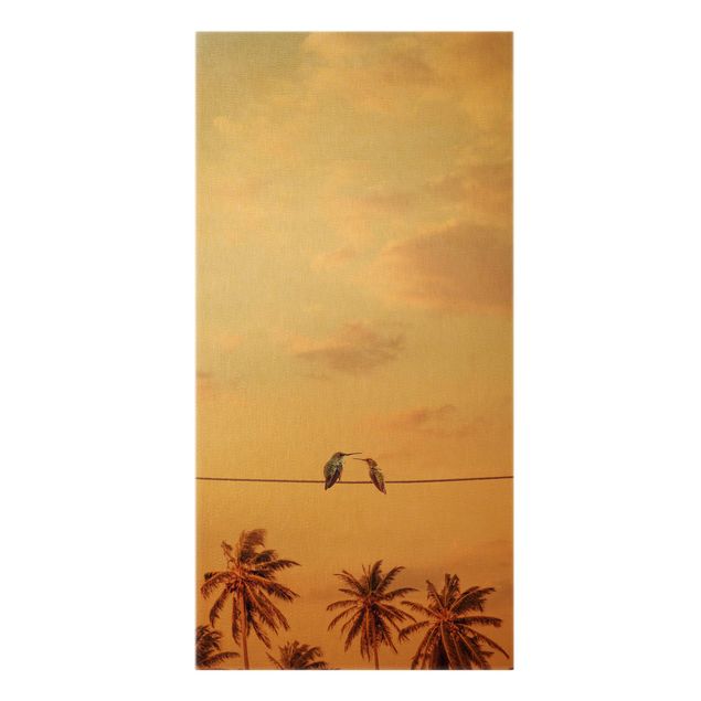 Canvastavlor konstutskrifter Sunset With Hummingbird