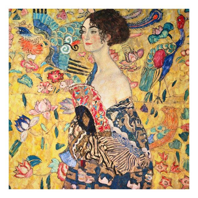 Canvastavlor konstutskrifter Gustav Klimt - Lady With Fan