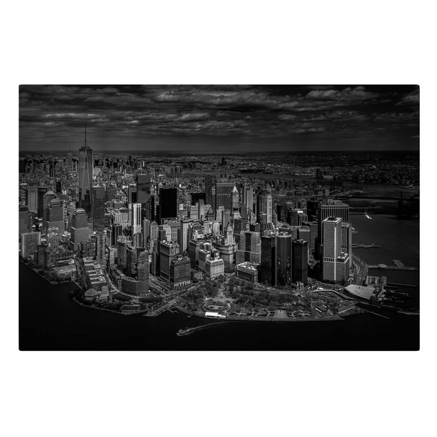 Canvastavlor svart och vitt New York - Manhattan From The Air