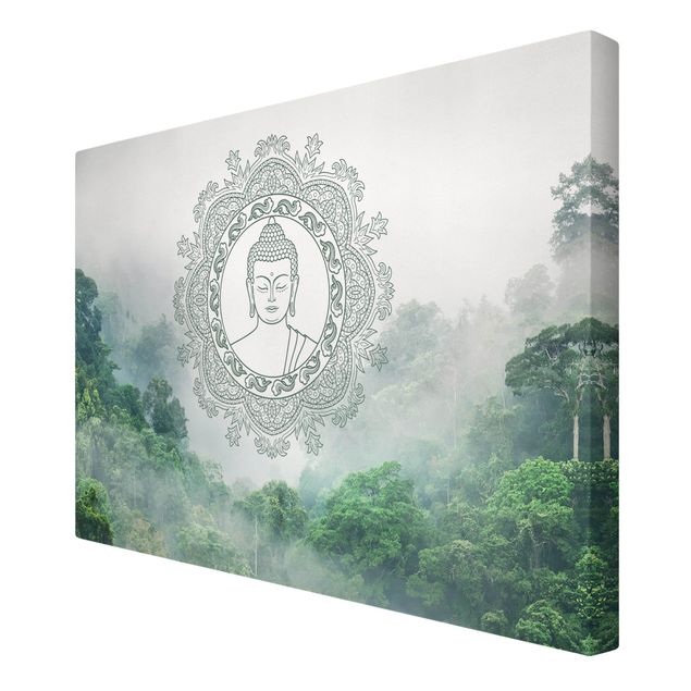 Canvastavlor Arkitektur och Skyline Buddha Mandala In Fog