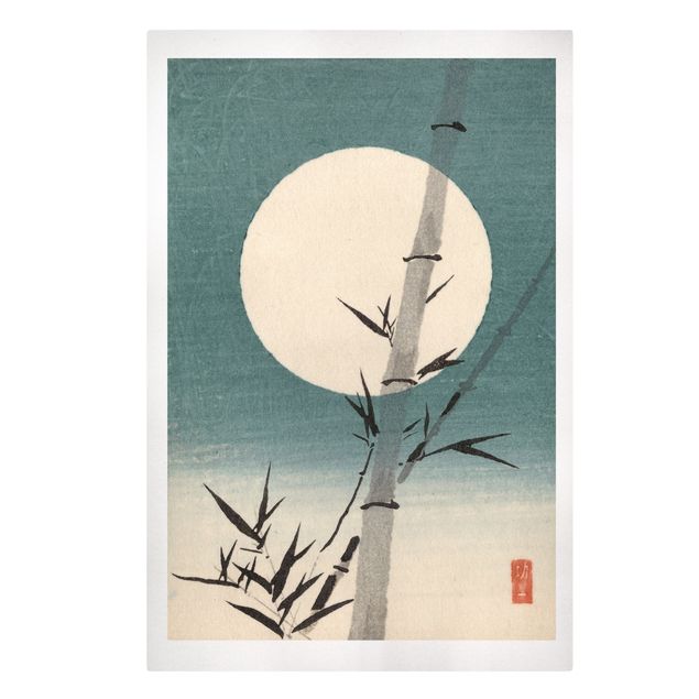 Canvastavlor landskap Japanese Drawing Bamboo And Moon