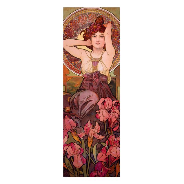 Canvastavlor blommor  Alfons Mucha - Gemstones - Amethyst