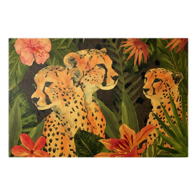 Tavlor blommor Three Cheetahs In The Jungle