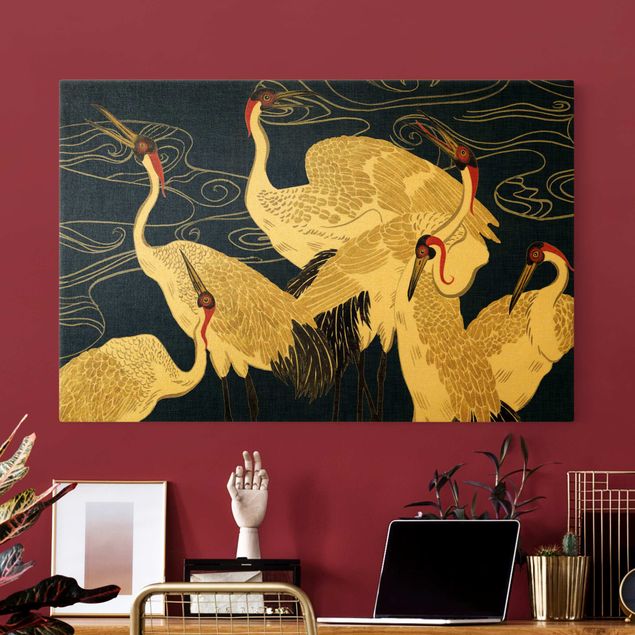 Canvastavlor djur Crane With Golden Feathers II