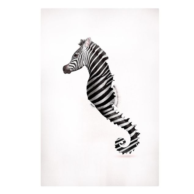 Tavlor hästar Seahorse With Zebra Stripes