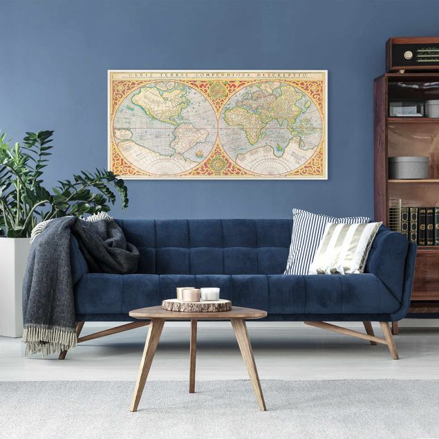 Canvastavlor världskartor Historic World Map Orbis Descriptio Terrare Compendiosa