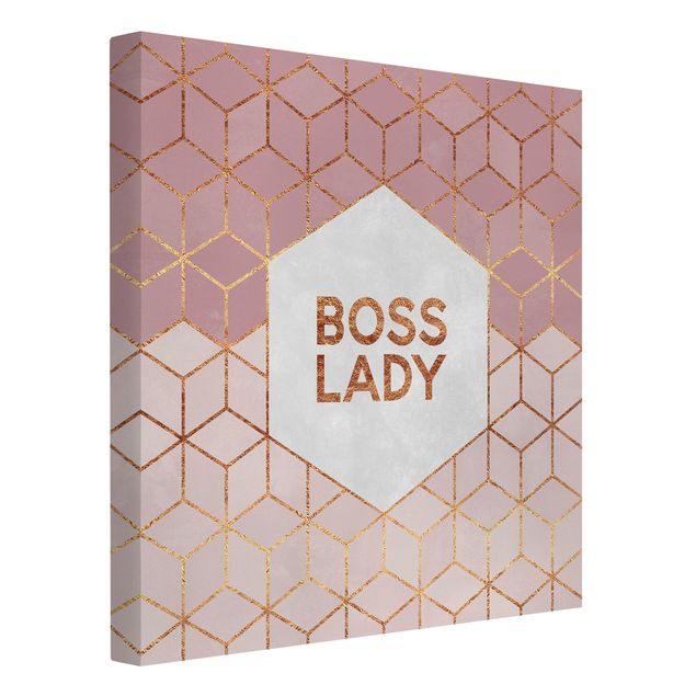 Canvastavlor mönster Boss Lady Hexagons Pink