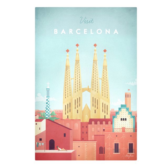 Tavlor röd Travel Poster - Barcelona