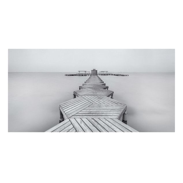 Canvastavlor landskap Wooden Pier In Black And White