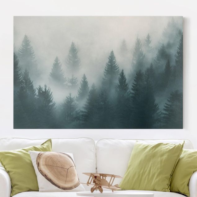 Kök dekoration Coniferous Forest In Fog