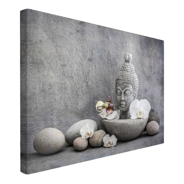 Canvastavlor konstutskrifter Zen Buddha, Orchid And Stone