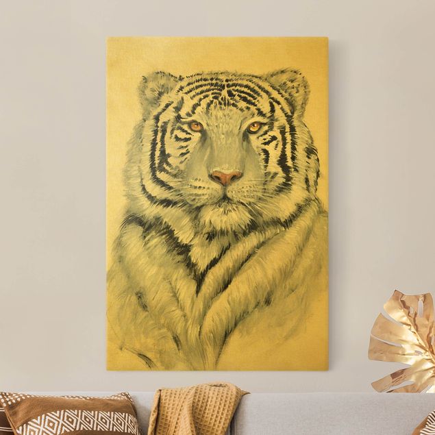 Canvastavlor tigrar Portrait White Tiger II