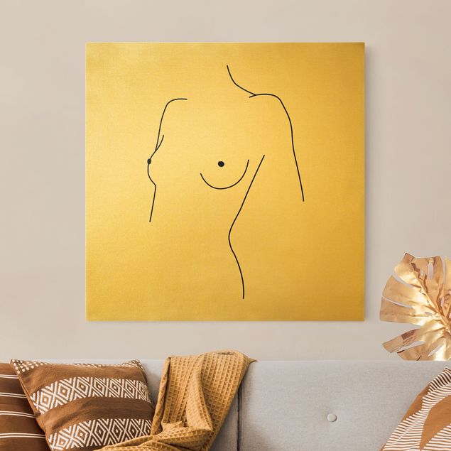 Konststilar Line Art Nude Bust Woman Black And White