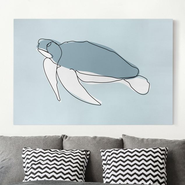 Tavlor blå Turtle Line Art