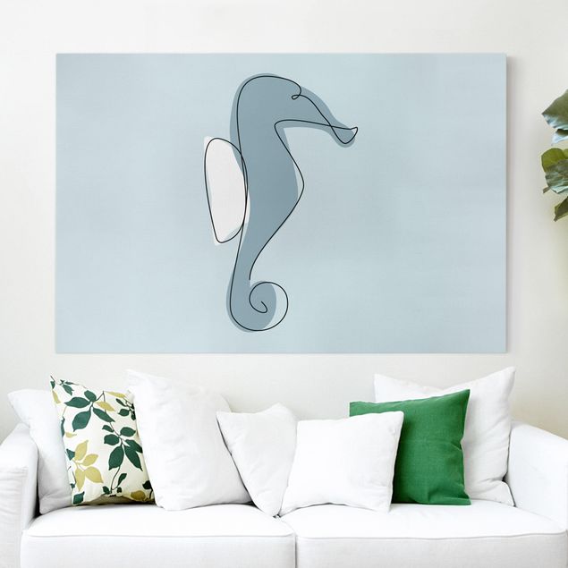 Tavlor modernt Seahorse Line Art