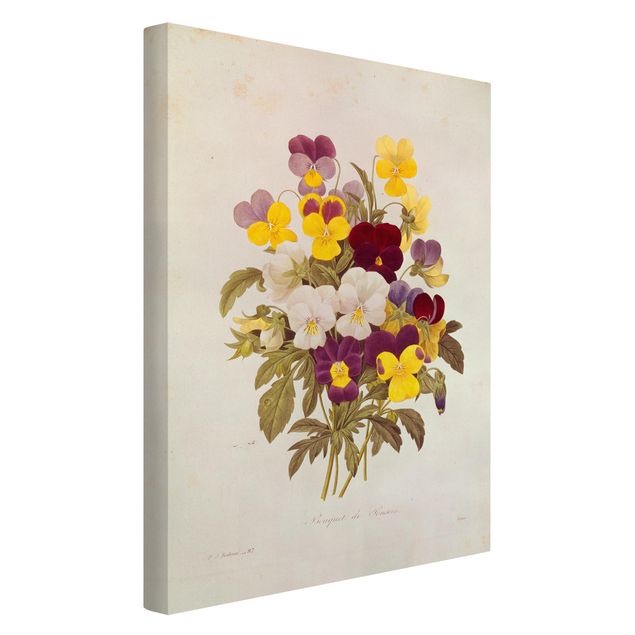 Canvastavlor blommor  Pierre Joseph Redoute - Bouquet Of Pansies