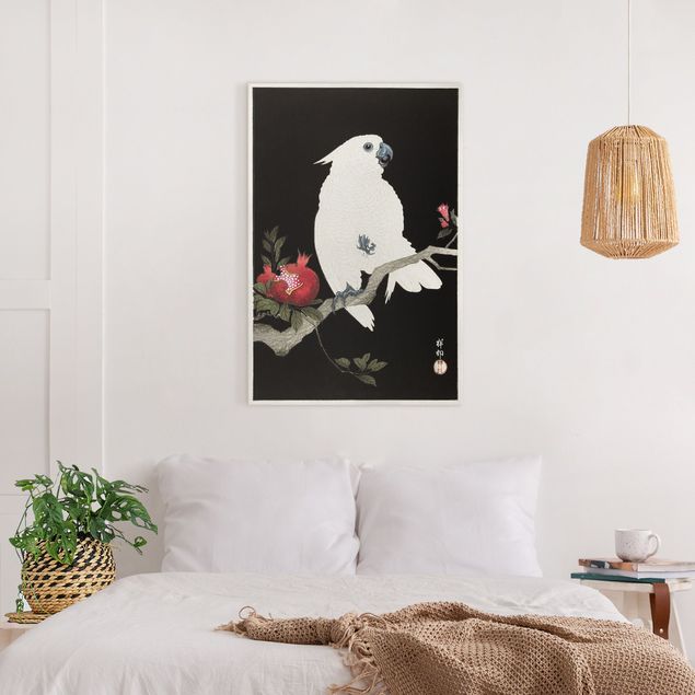 Canvastavlor grönsaker och frukt Asian Vintage Illustration White Cockatoo