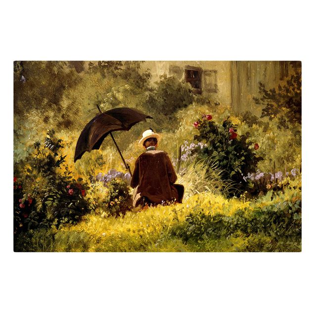Canvastavlor blommor  Carl Spitzweg - The Painter In The Garden