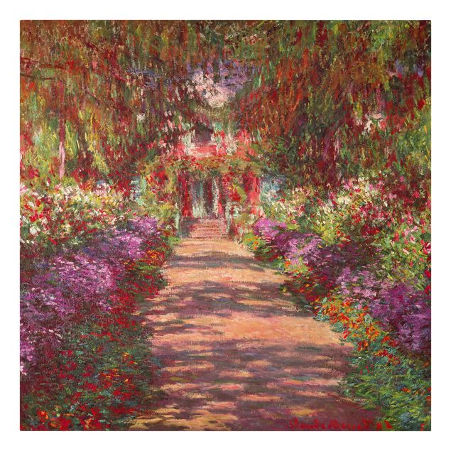 Tavlor träd Claude Monet - Pathway In Monet's Garden At Giverny
