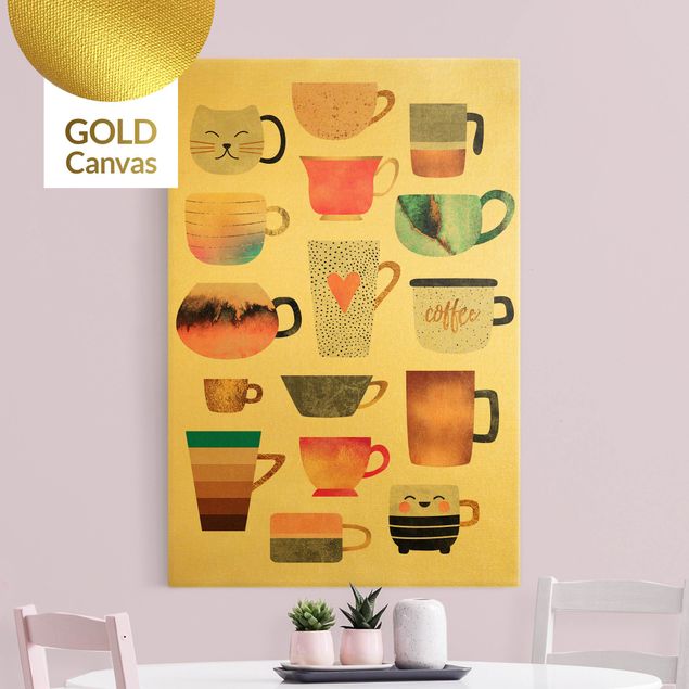 Kök dekoration Colourful Mugs With Gold