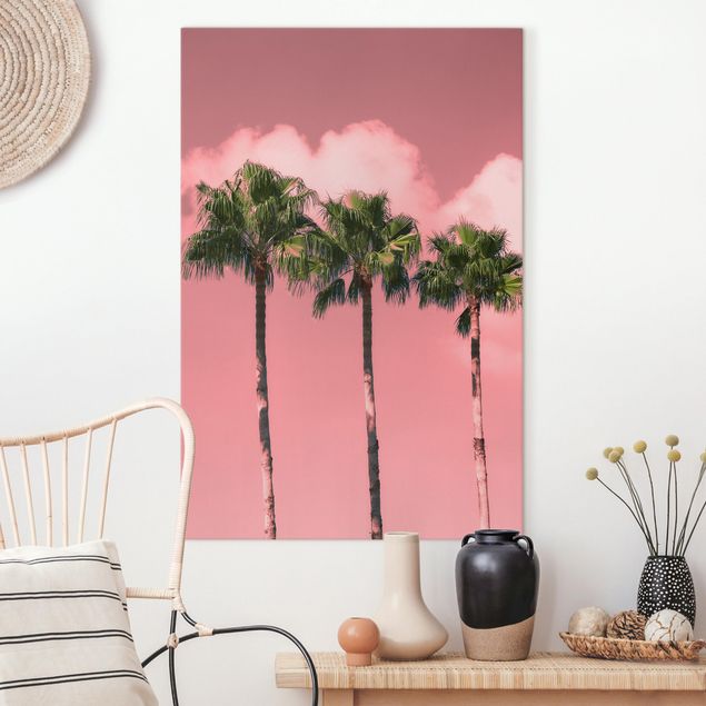Kök dekoration Palm Trees Against Sky Pink