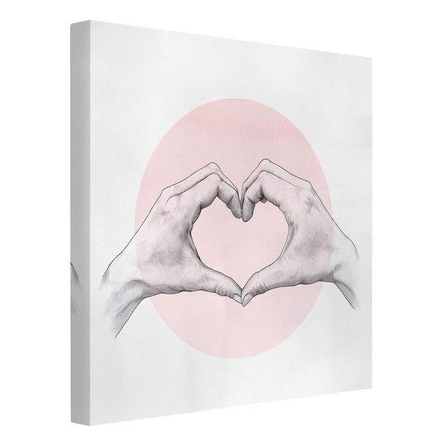 Tavlor konstutskrifter Illustration Heart Hands Circle Pink White