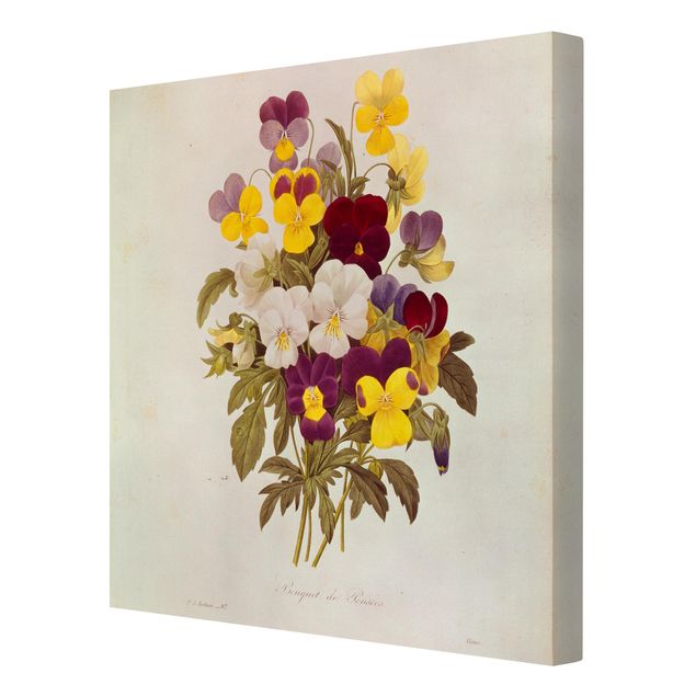 Tavlor blommor  Pierre Joseph Redoute - Bouquet Of Pansies