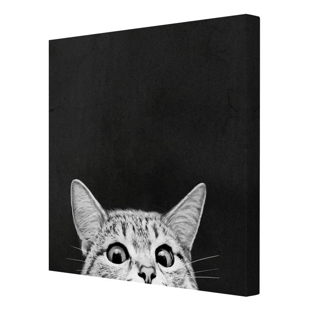 Canvastavlor konstutskrifter Illustration Cat Black And White Drawing