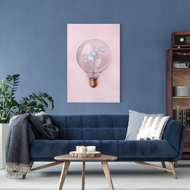 Tavlor konstutskrifter Light Bulb With Jellyfish