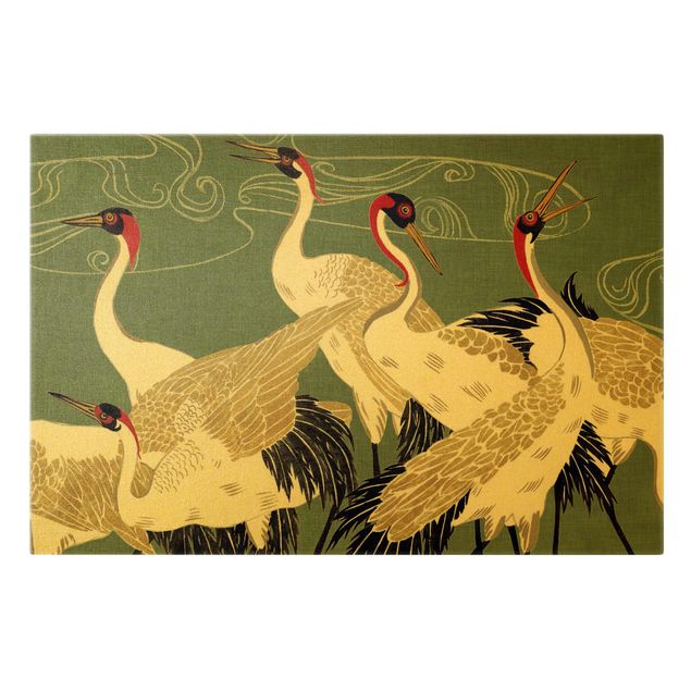 Leinwandbilder Gold Canvas Crane With Golden Feathers I