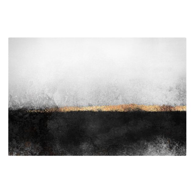 Tavlor svart och vitt Abstract Golden Horizon Black And White